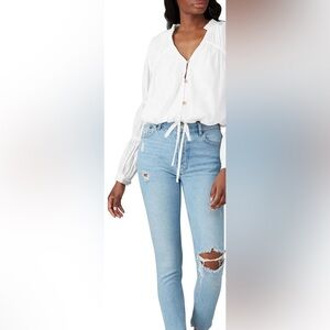 NWOT Love, Whit by Whitney White Peasant Top -‎ Size S